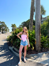 It Girl Scarf Hem Knit Tube Top in Pink