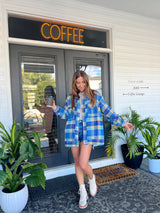 womens pink green and pink plaid shacket