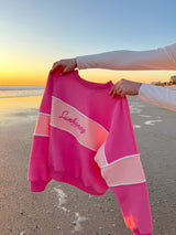 Sunhoney Fuchsia Embroidered Colorblock Sweatshirt