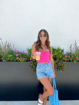 Hot Shot Knit Tube Top - Pink