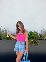 Hot Shot Knit Tube Top - Pink
