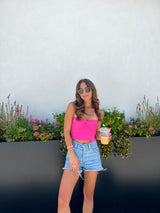 Hot Shot Knit Tube Top - Pink