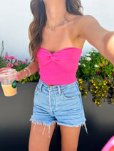 Hot Shot Knit Tube Top - Pink