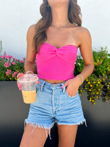 Hot Shot Knit Tube Top - Pink