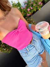 Hot Shot Knit Tube Top - Pink