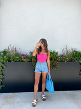 Hot Shot Knit Tube Top - Pink