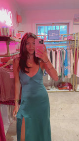 She’s a Gem Satin Maxi Dress - Emerald