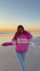 Sunhoney Fuchsia Embroidered Colorblock Sweatshirt