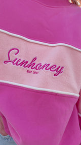 Sunhoney Fuchsia Embroidered Colorblock Sweatshirt