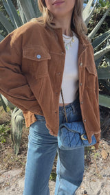 Caramel Corduroy Crop Jacket