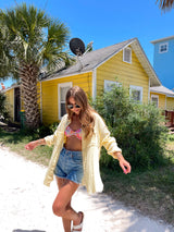 womens yellow cotton button up top