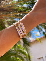 gold filled beaded bracelet with lettering