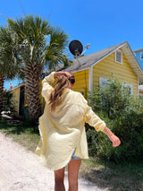 womens yellow cotton button up top