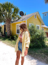 womens yellow cotton button up top