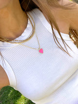 womens pink heart necklace