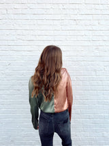 womens colorblock long sleeve satin bodysuit