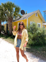 womens yellow cotton button up top