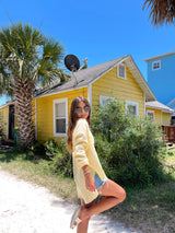 womens yellow cotton button up top