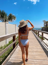 Sky Blue Ribbed Bikini