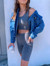 womens dark grey activewear set