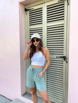 womens sage green bermuda shorts