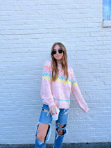 womens pink holiday christmas chevron sweater
