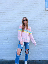 womens pink holiday christmas chevron sweater
