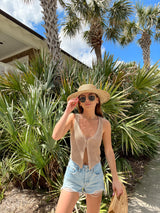 Summer On My Mind Knit Crop Tank - Natural