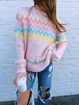 womens pink holiday christmas chevron sweater