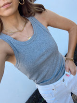 womens grey scoop neck tank top