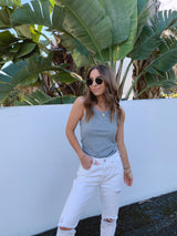 womens gray scoop neck tank top