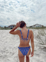 pink and purple floral ruffle bikini