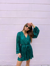 womens emerald green sequin romper