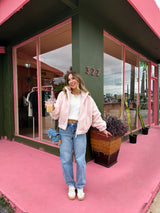 Checked Out Pink Fleece Jacket