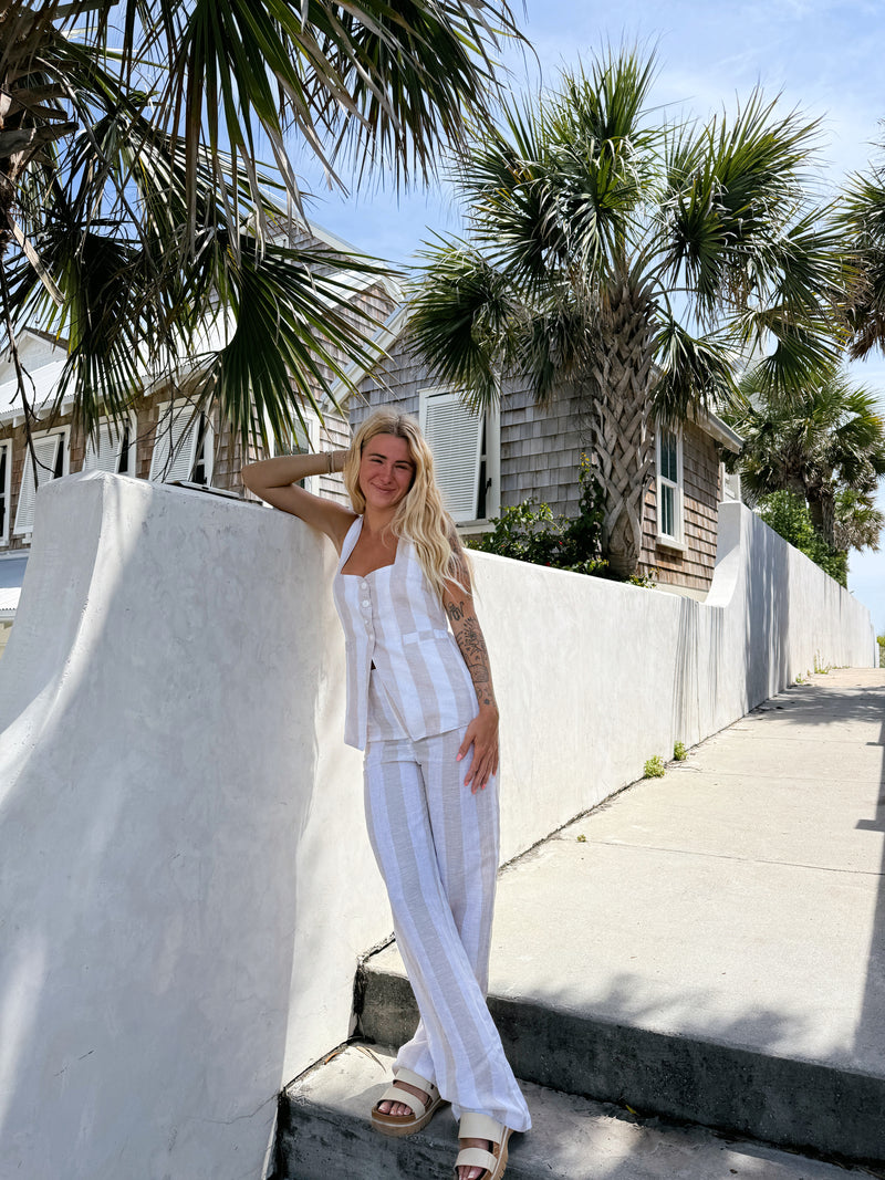 Coastal Core Striped Linen Set