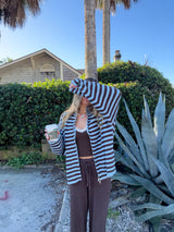 Brown Sugar Striped Zip Up Knit Jacket