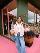 Checked Out Pink Fleece Jacket