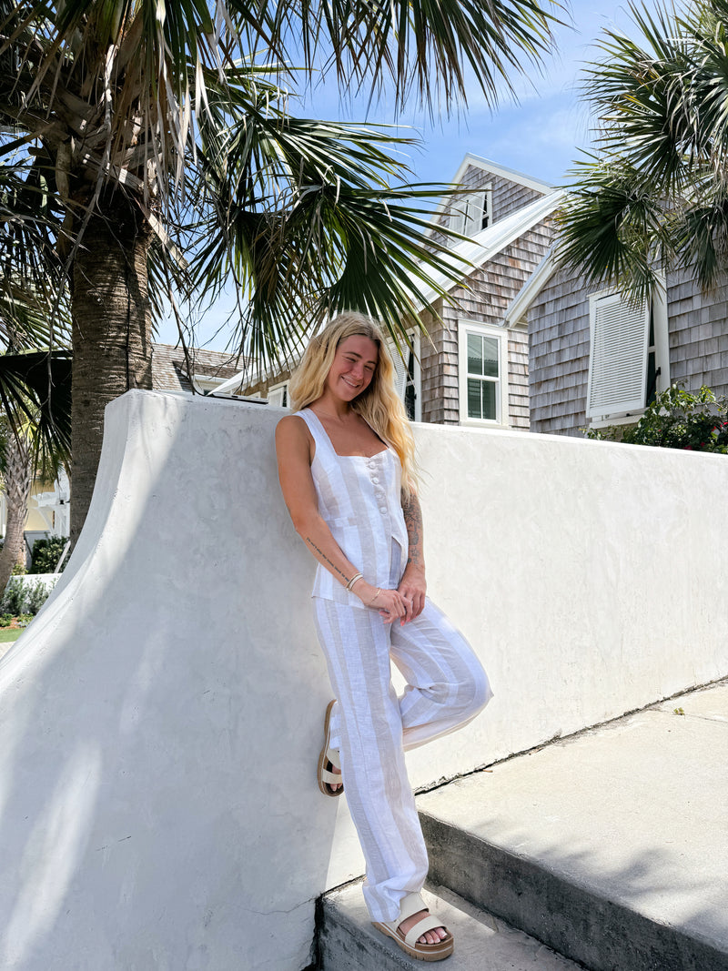 Coastal Core Striped Linen Set