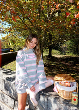 Sunhoney Striped Mockneck - Pink/Grey
