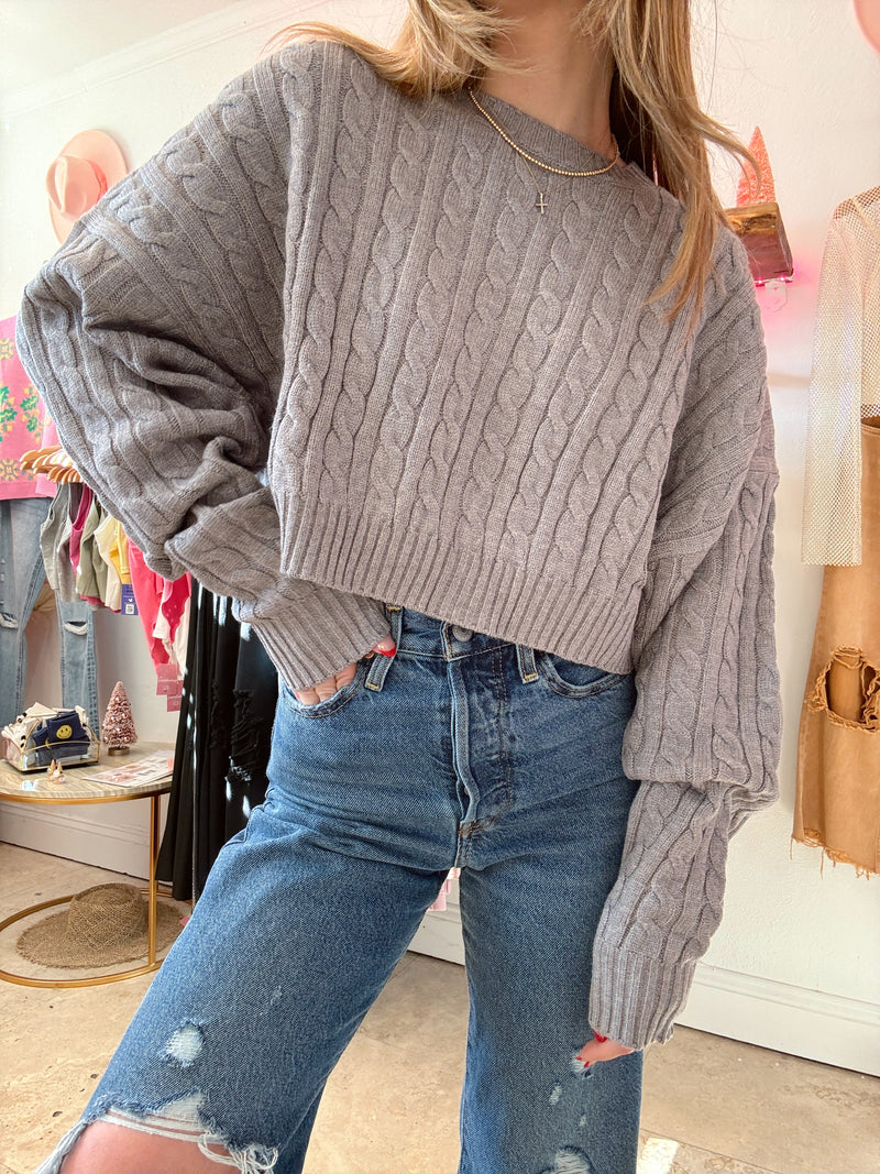 Mocha Please Cable Knit Sweater