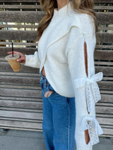 Ribbons and Lace Bow Sleeves Sweater