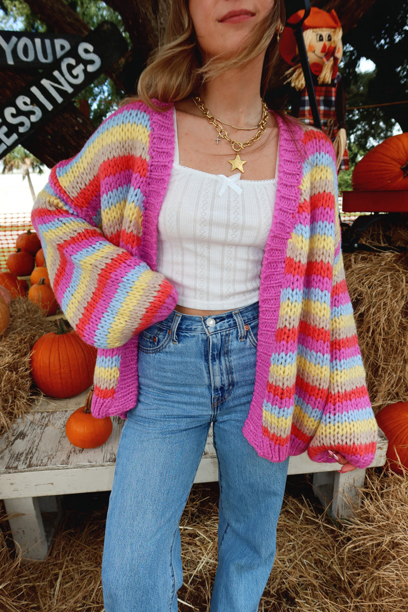 Falling For You Multi Colored Striped Cardigan