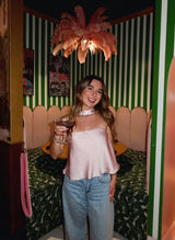 Blush Hour Satin Scarf Top