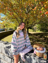 Sunhoney Striped Mockneck - Pink/Grey