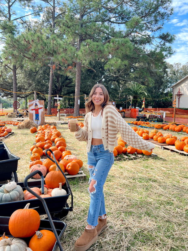 Pumpkin Spice Checkered Cardigan