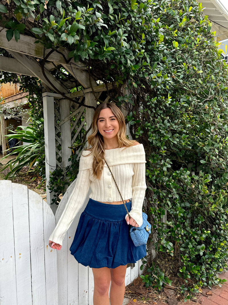 Trendsetter Bubble Denim Skirt