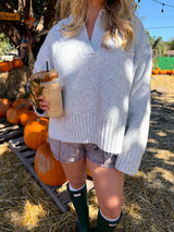 Easy Does It Collared Sweater - Grey