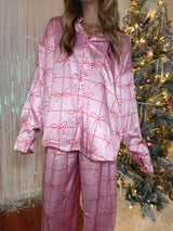 Pink Peppermint Satin PJ Set