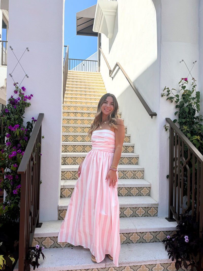 No Strings Pink Striped Maxi