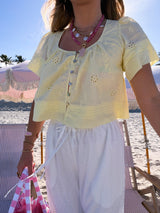 Lemon Drop Eyelet Babydoll Top